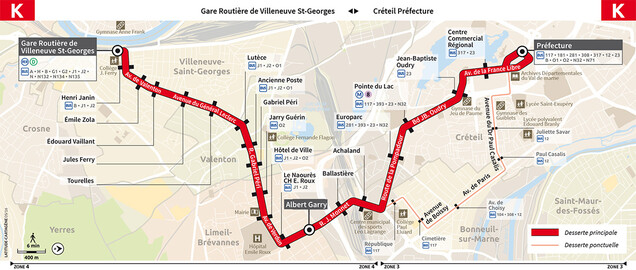 Plan du bus K Transdev